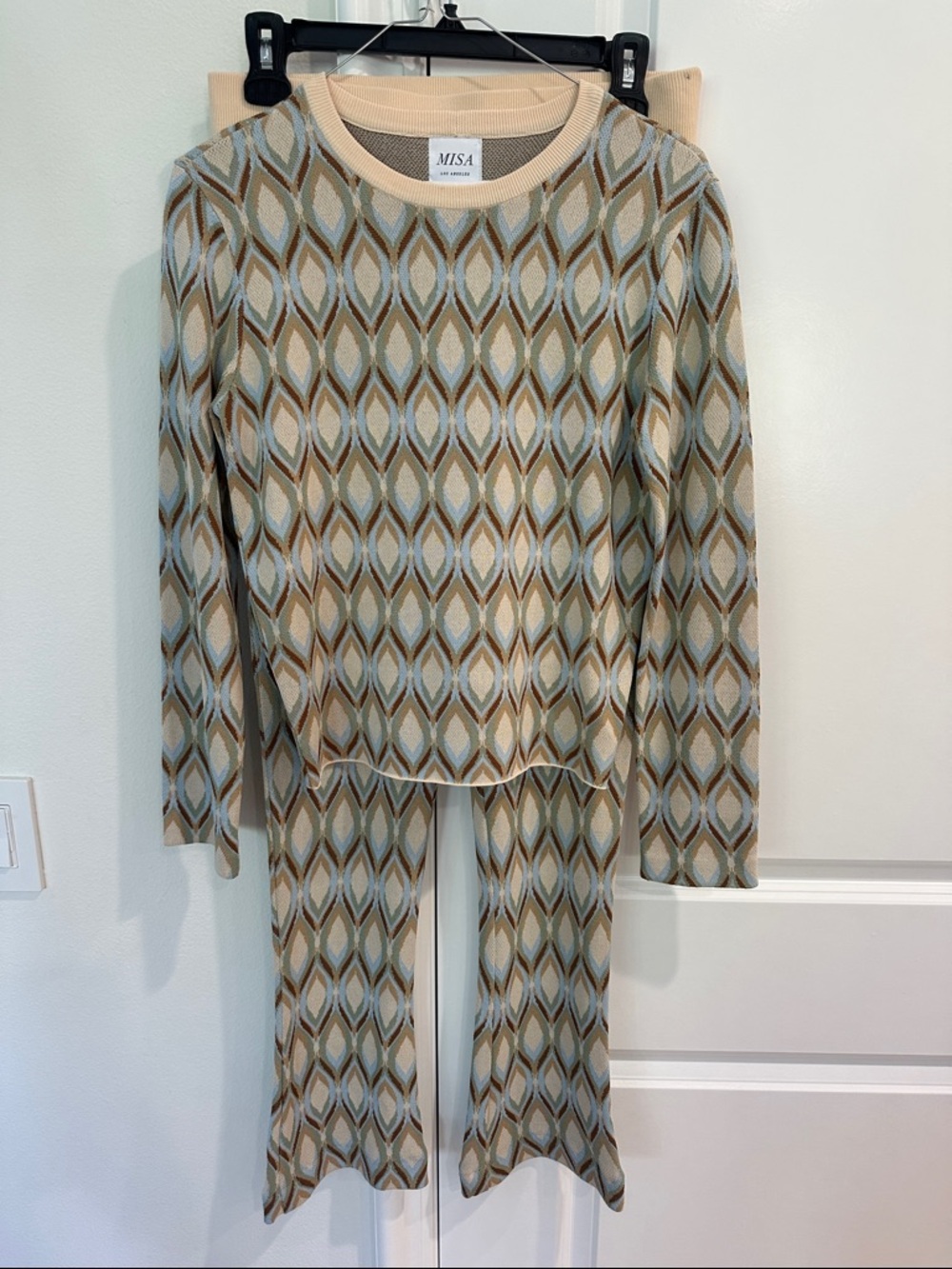 Misa Los Angeles Chevron Knit Pullover in Cream, Blue & Brown